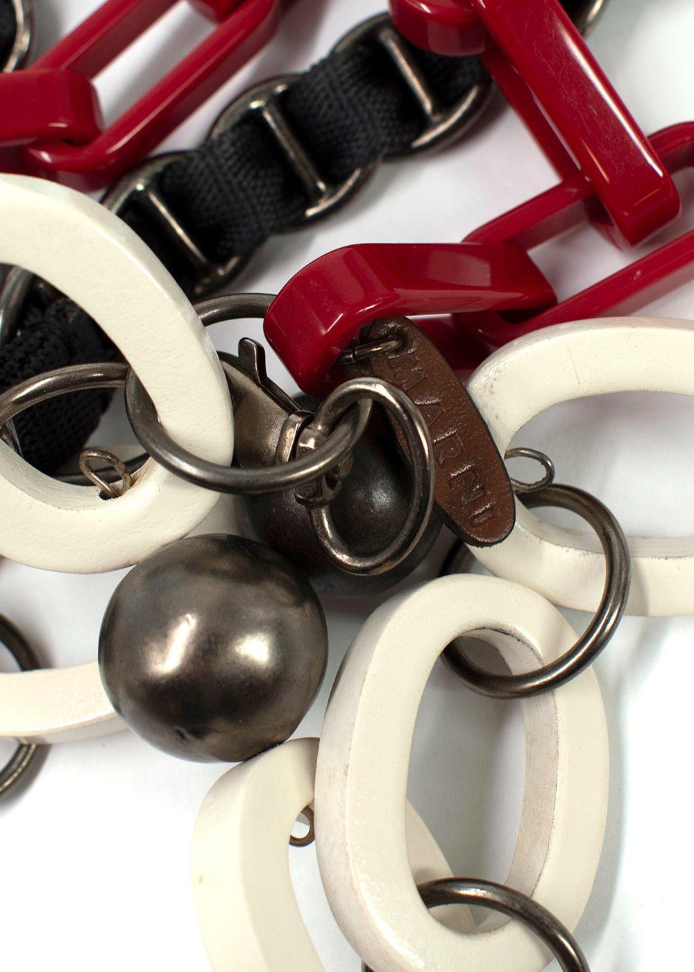 Marni Black Red and White Chunky Necklace