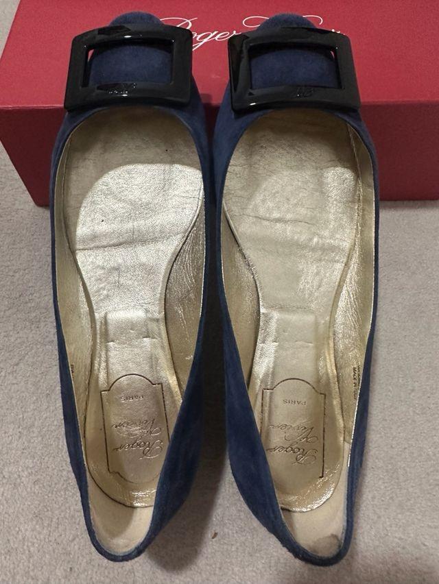 Roger Vivier Navy Suede Flats