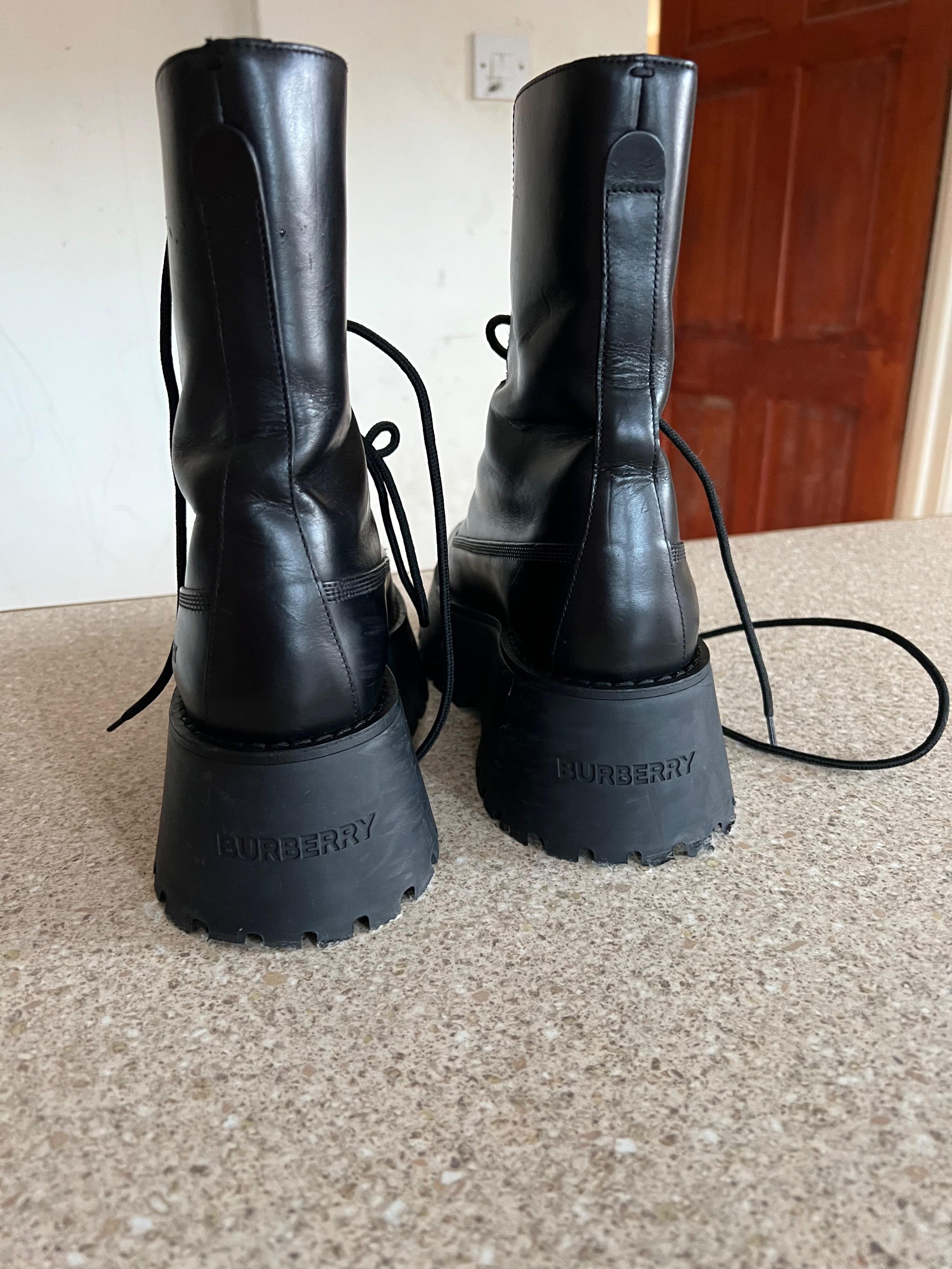 Burberry Black Leather Biker Boots