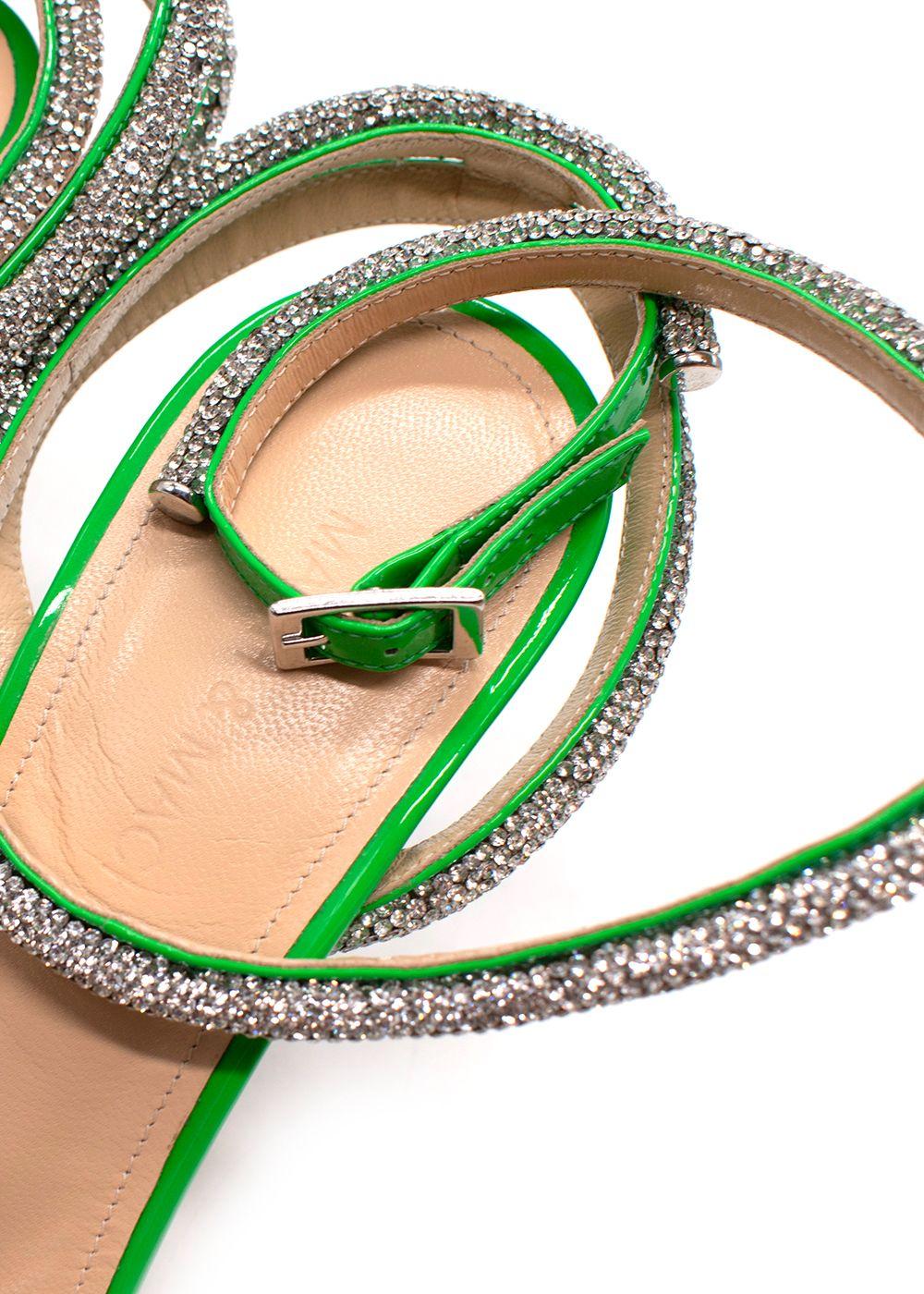 Mach & Mach Green Double Bow Crystal Pumps