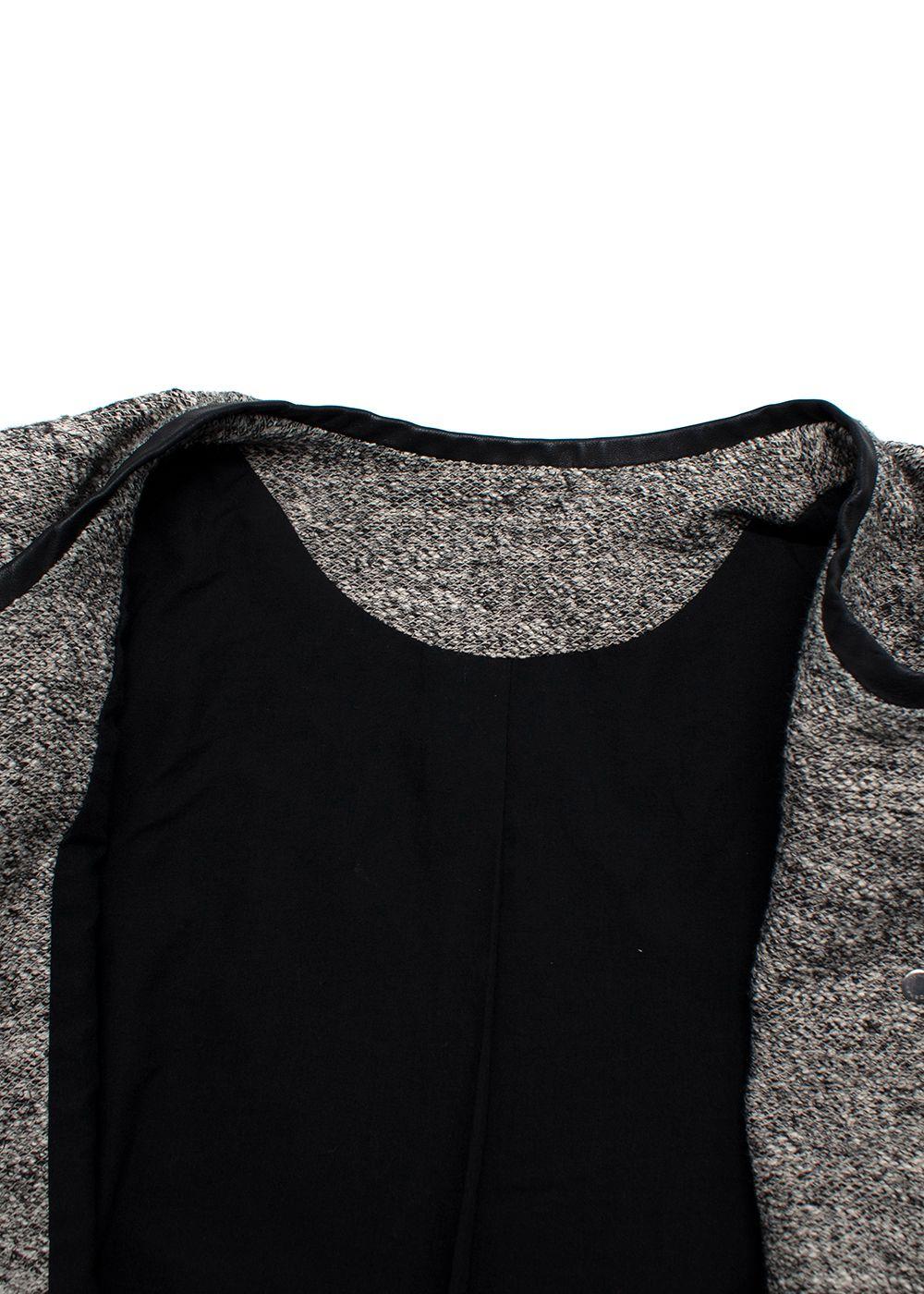 Iro Grey-black textured collarless snap-button jacket