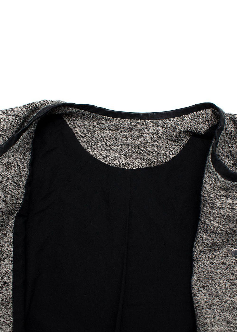 Iro Grey-black textured collarless snap-button jacket