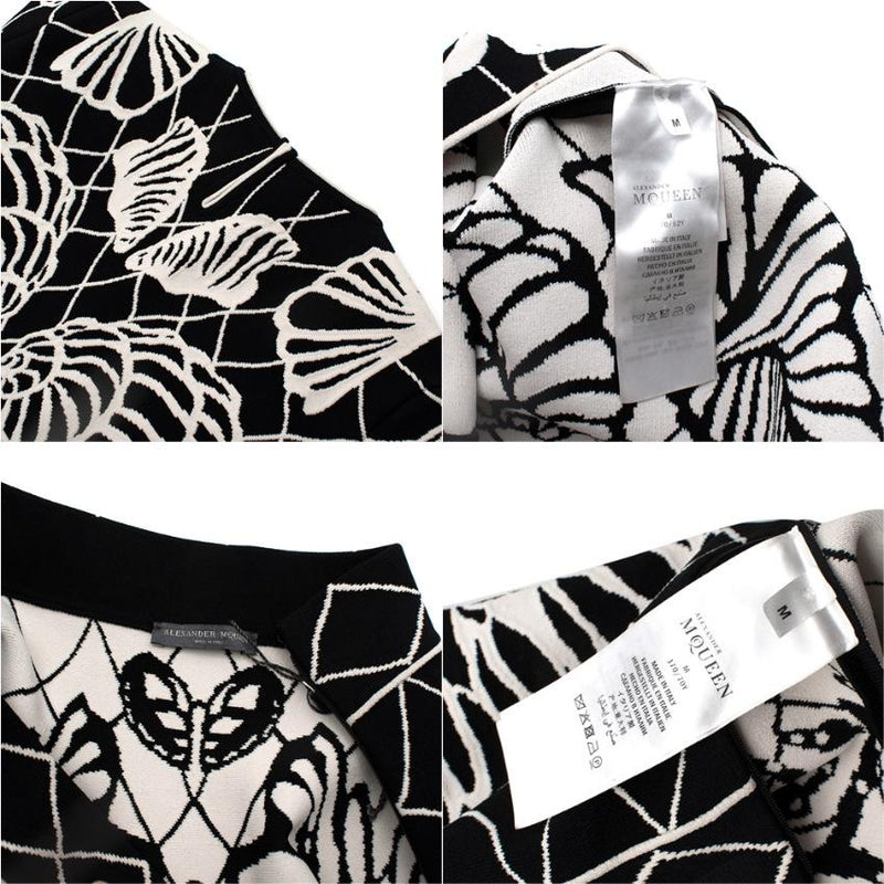 Alexander McQueen Black & White Shell Intarsia Knit Top & Skirt
