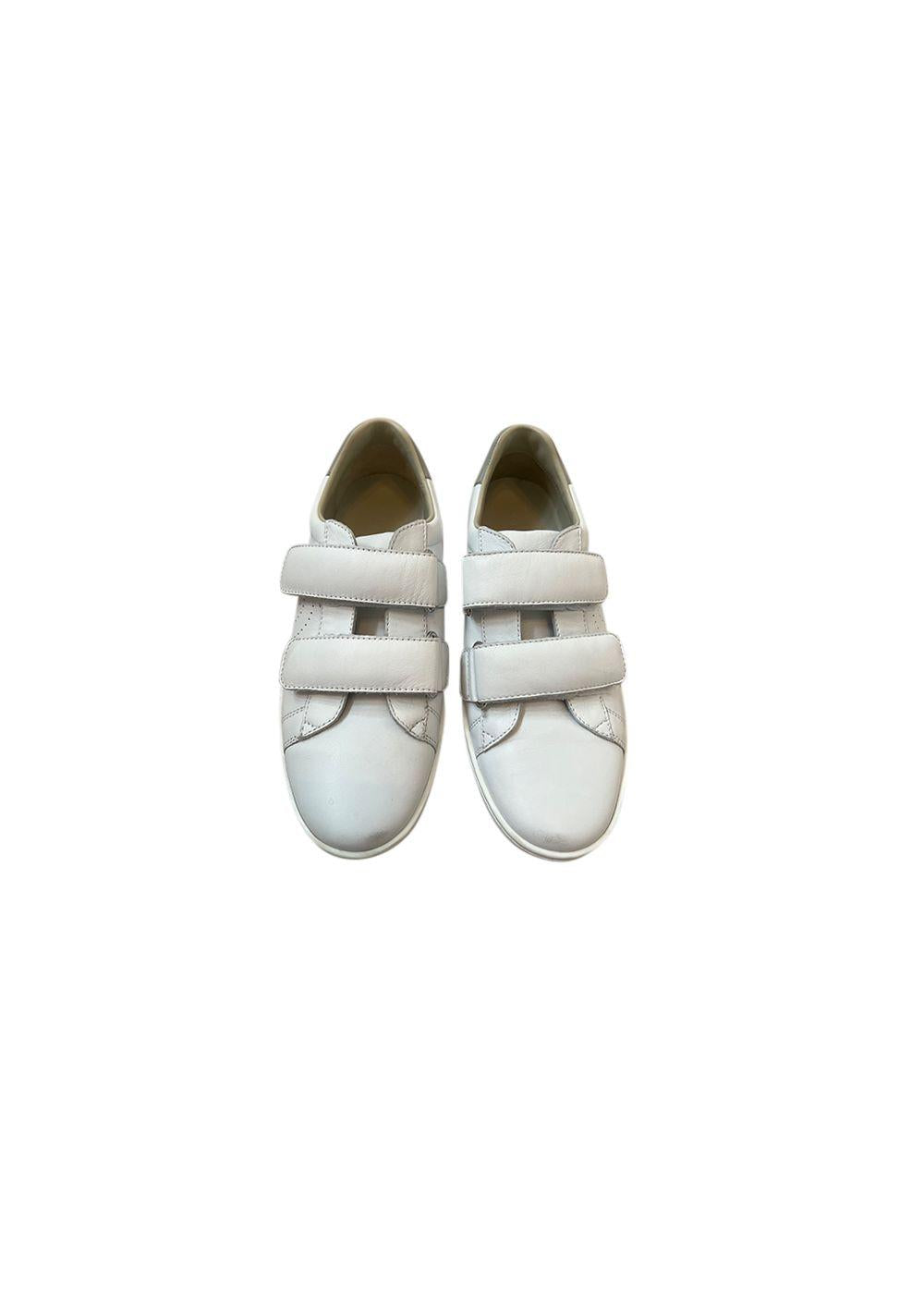 white leather velcro strap trainers