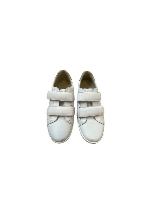 white leather velcro strap trainers