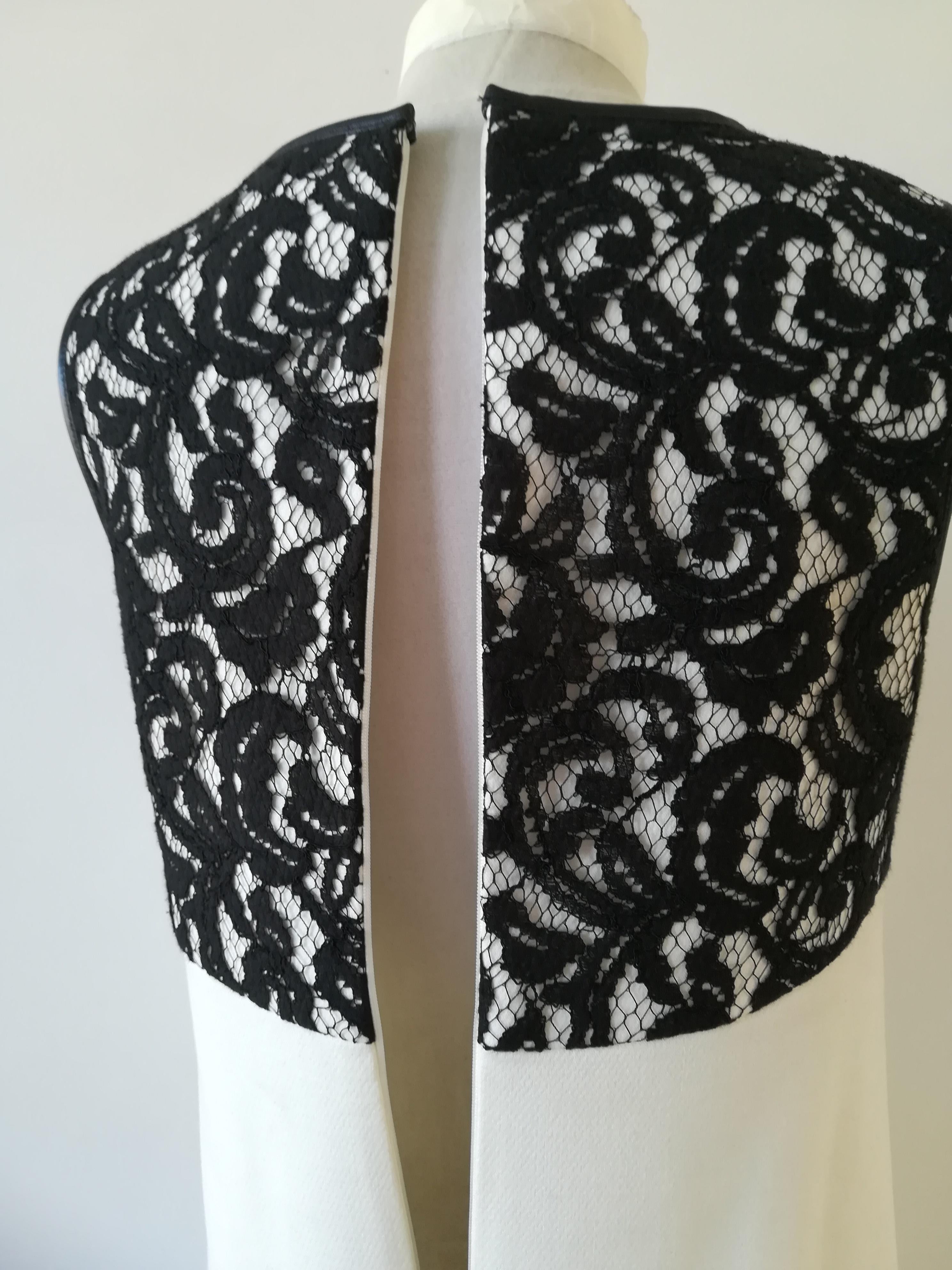 Michael Kors lamb leather trimmed lace dress