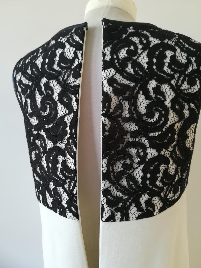Michael Kors lamb leather trimmed lace dress