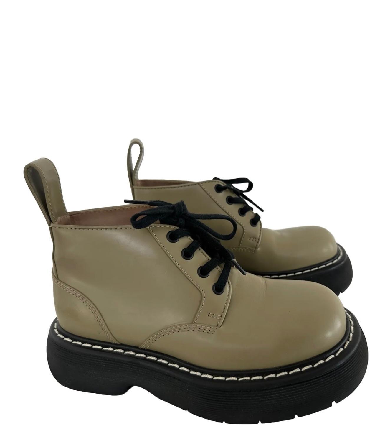 Bottega Veneta Khaki Bounce Lace-up Ankle Boots