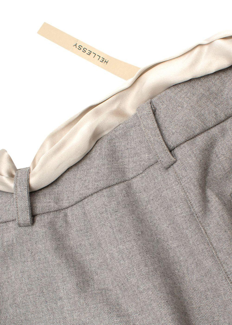 Grey Wool Scarf Tie Belted Pants