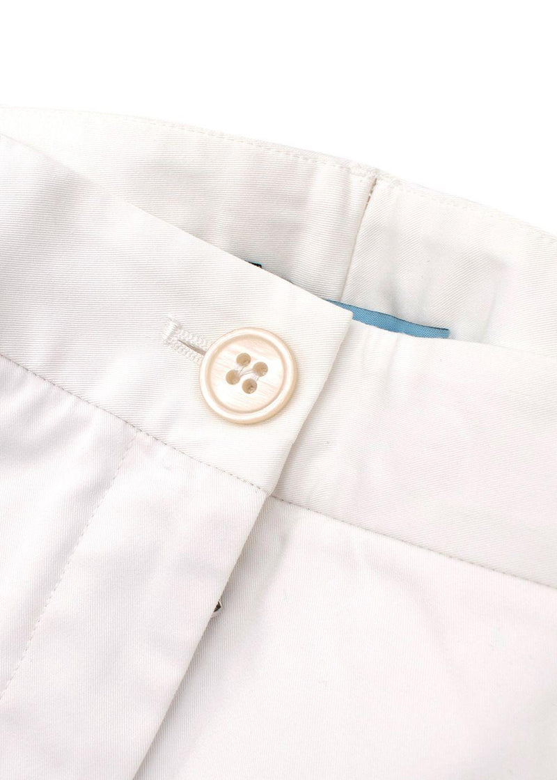 White Cotton Straight Cropped Trousers