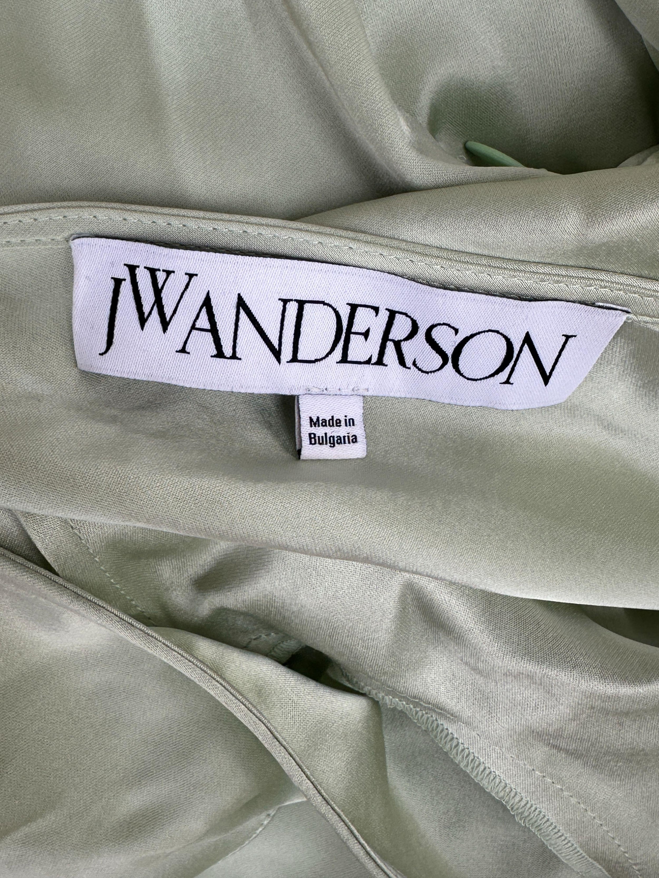 JW Anderson Green Satin Asymmetric Mini Dress