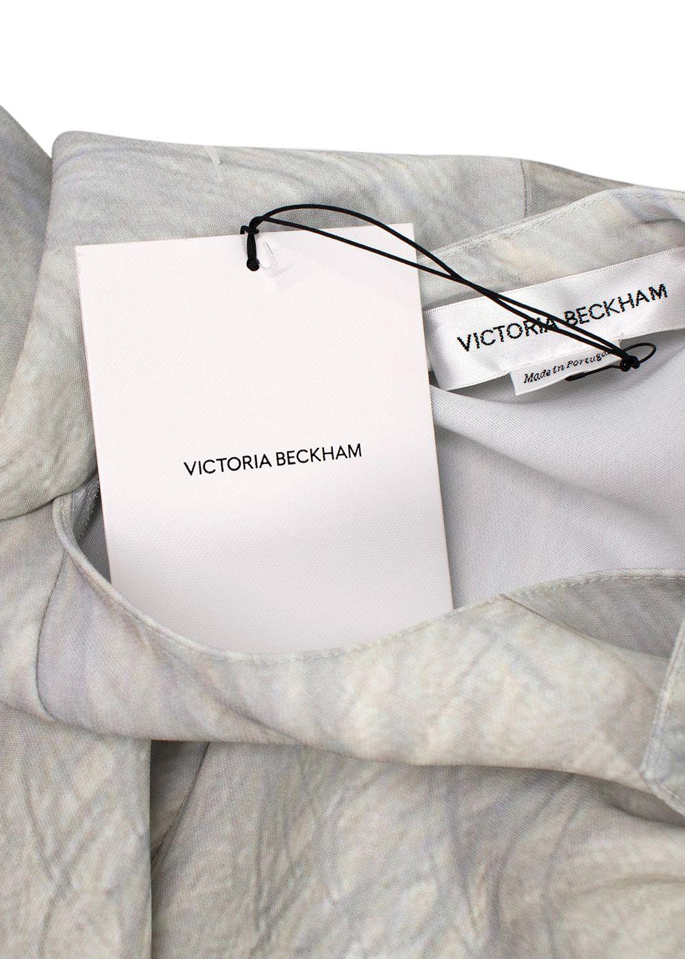 Victoria Beckham Digital Feather Print Scarf Neck Blouse