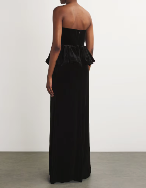 Self-Portrait Velvet Peplum Maxi Dress