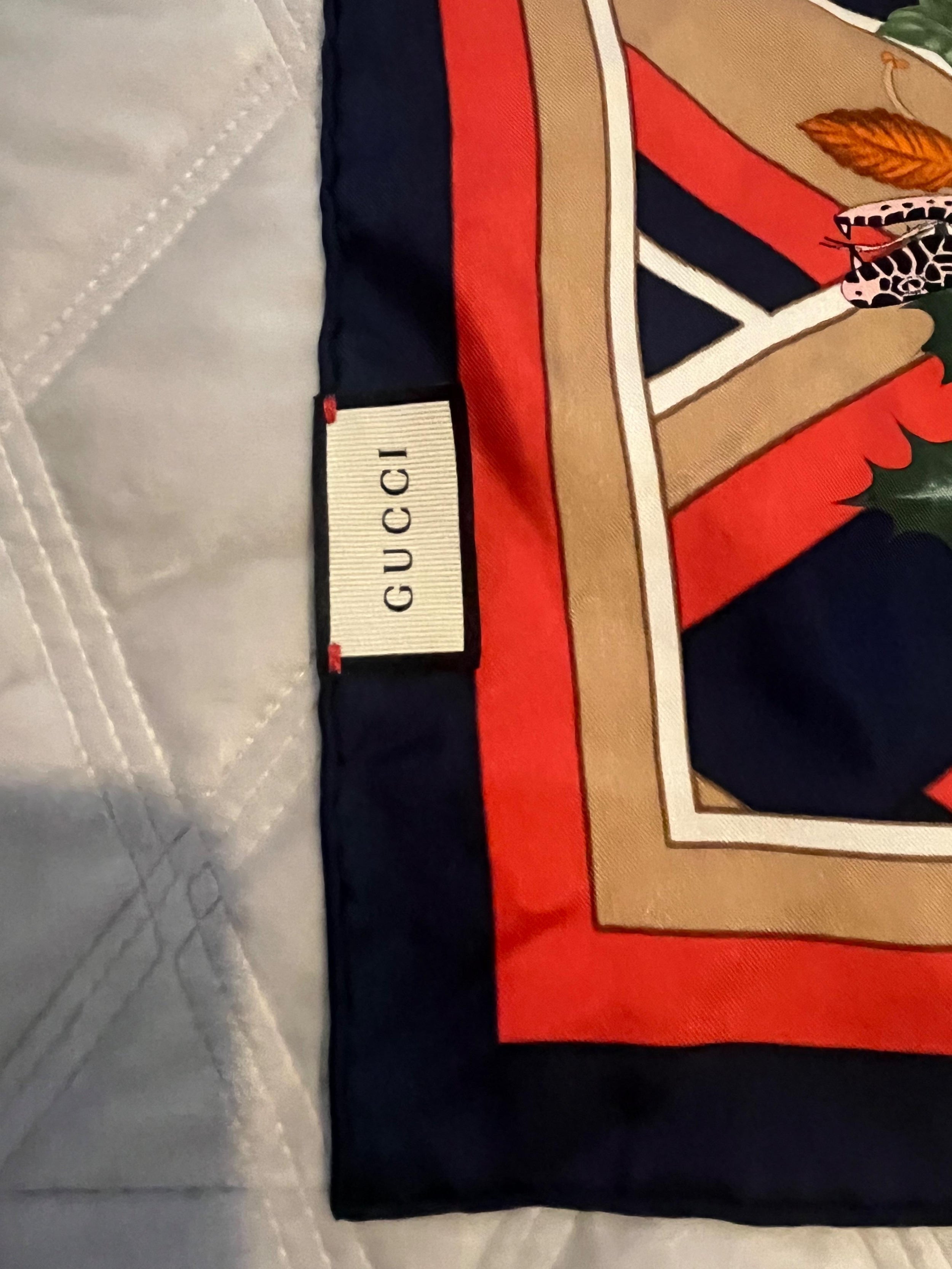 Gucci Floral And Sanke Print Silk Square