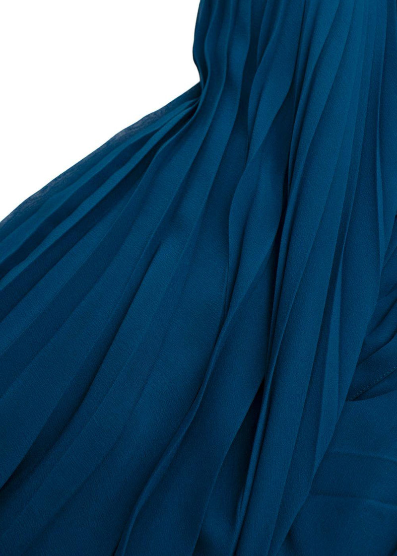 Christian Dior Teal Silk  And Black Lace Pleated Midi Skirt