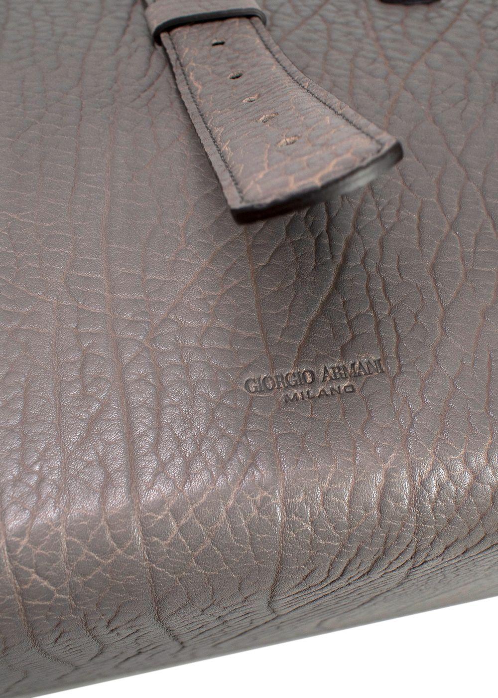 Giorgio Armani Azul Leather Open Storage Bag