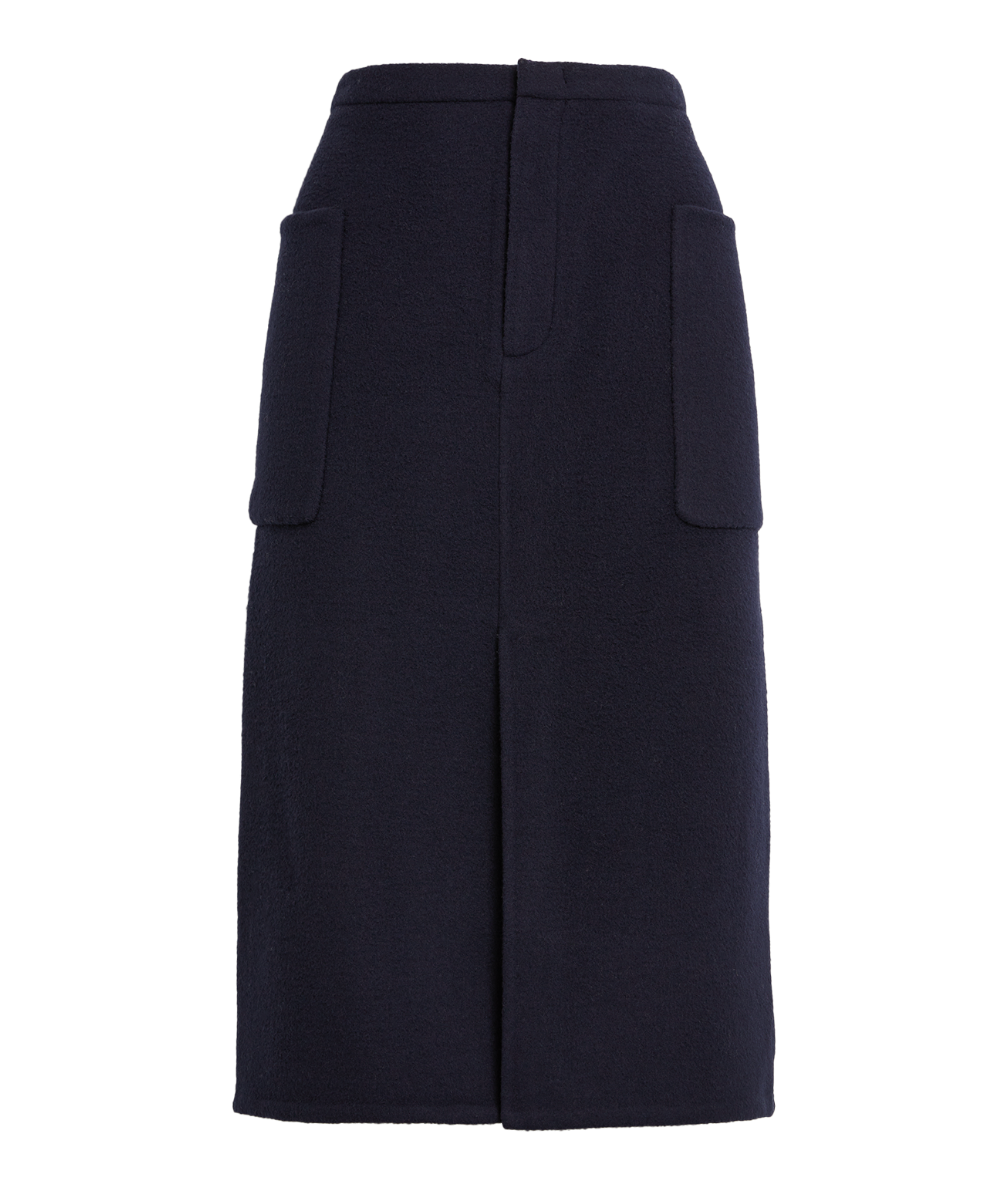 Brushed Recycled Wool Blend Pencil Skirt