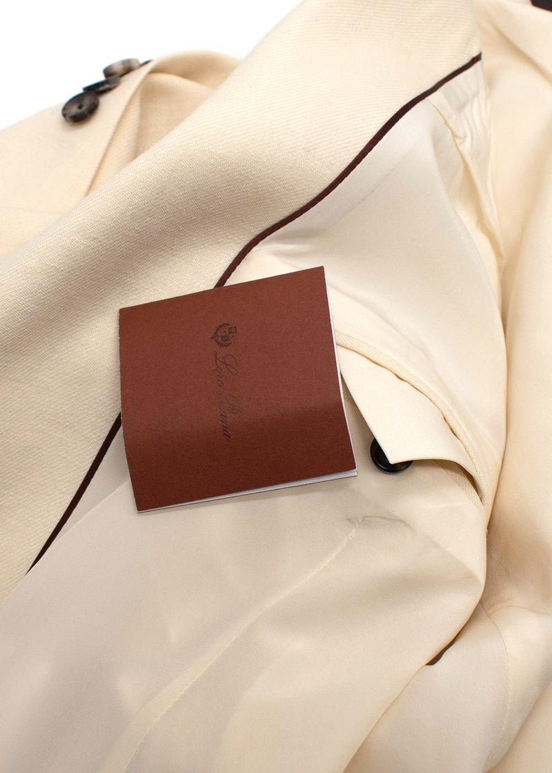 Loro Piana Cream Double Breasted Linen Blazer