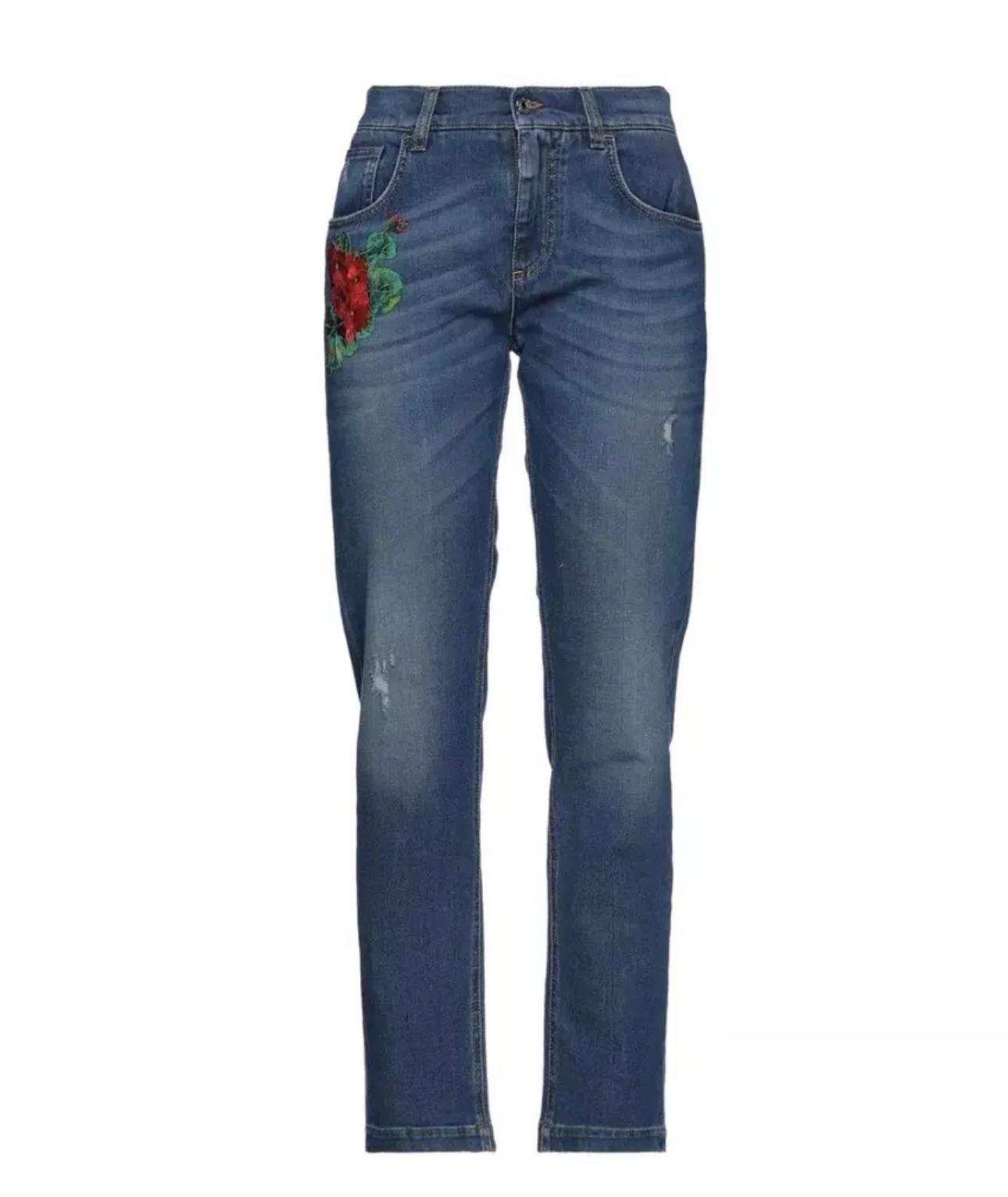 Dolce & Gabbana Rose Embroidered Jeans