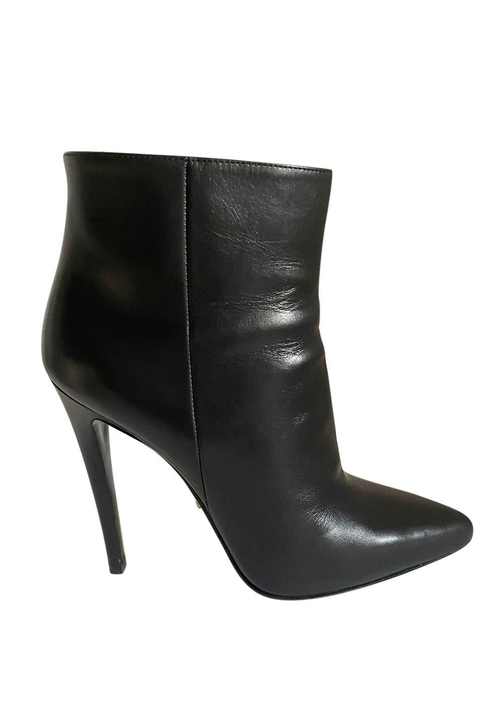 Prada Black Leather Ankle Boots