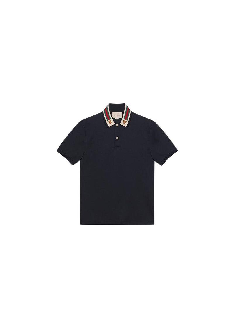 Cotton polo with Web and feline head
