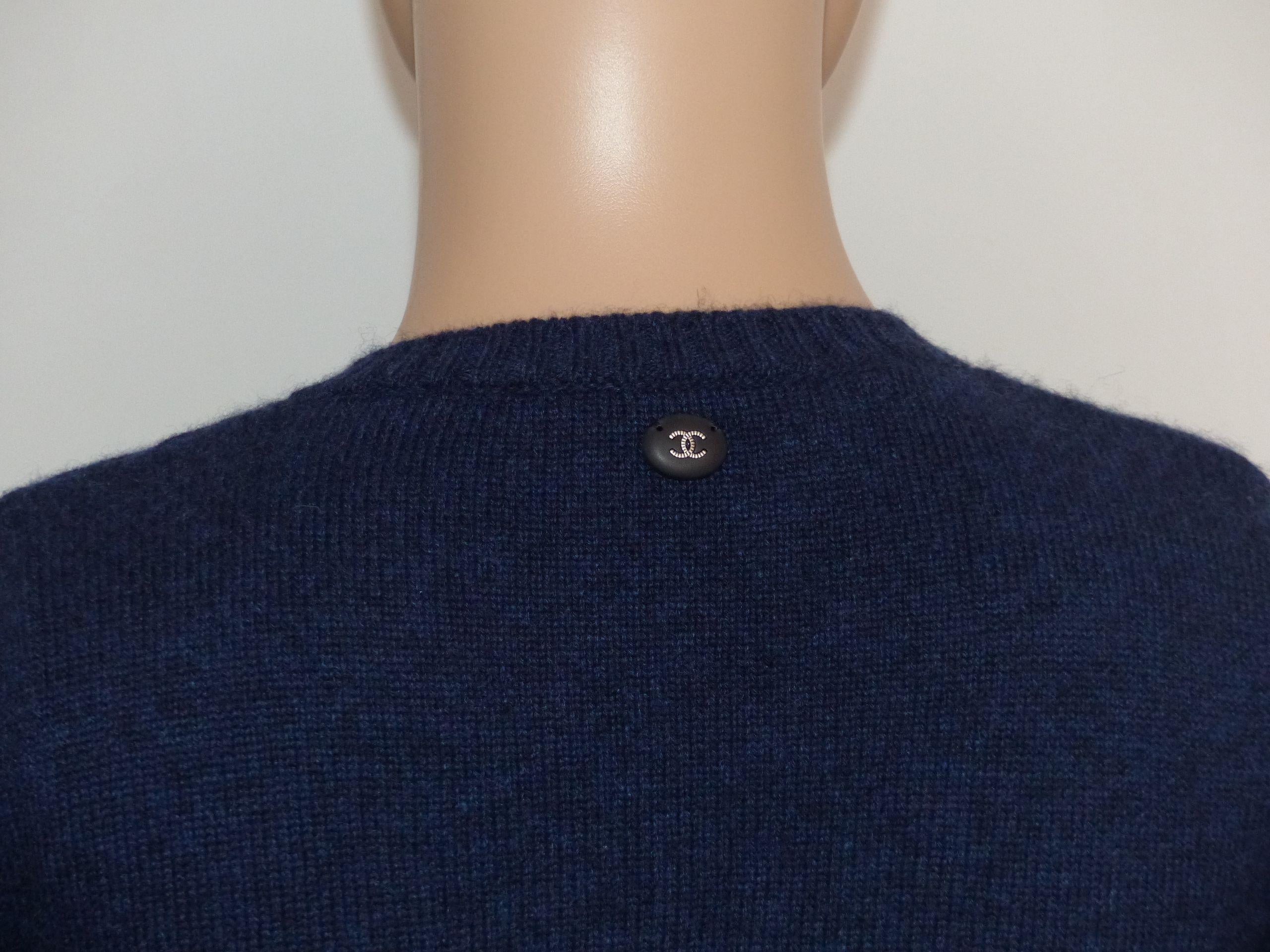 Navy cashmere Coco Gabrielle logo short sleeve jumper