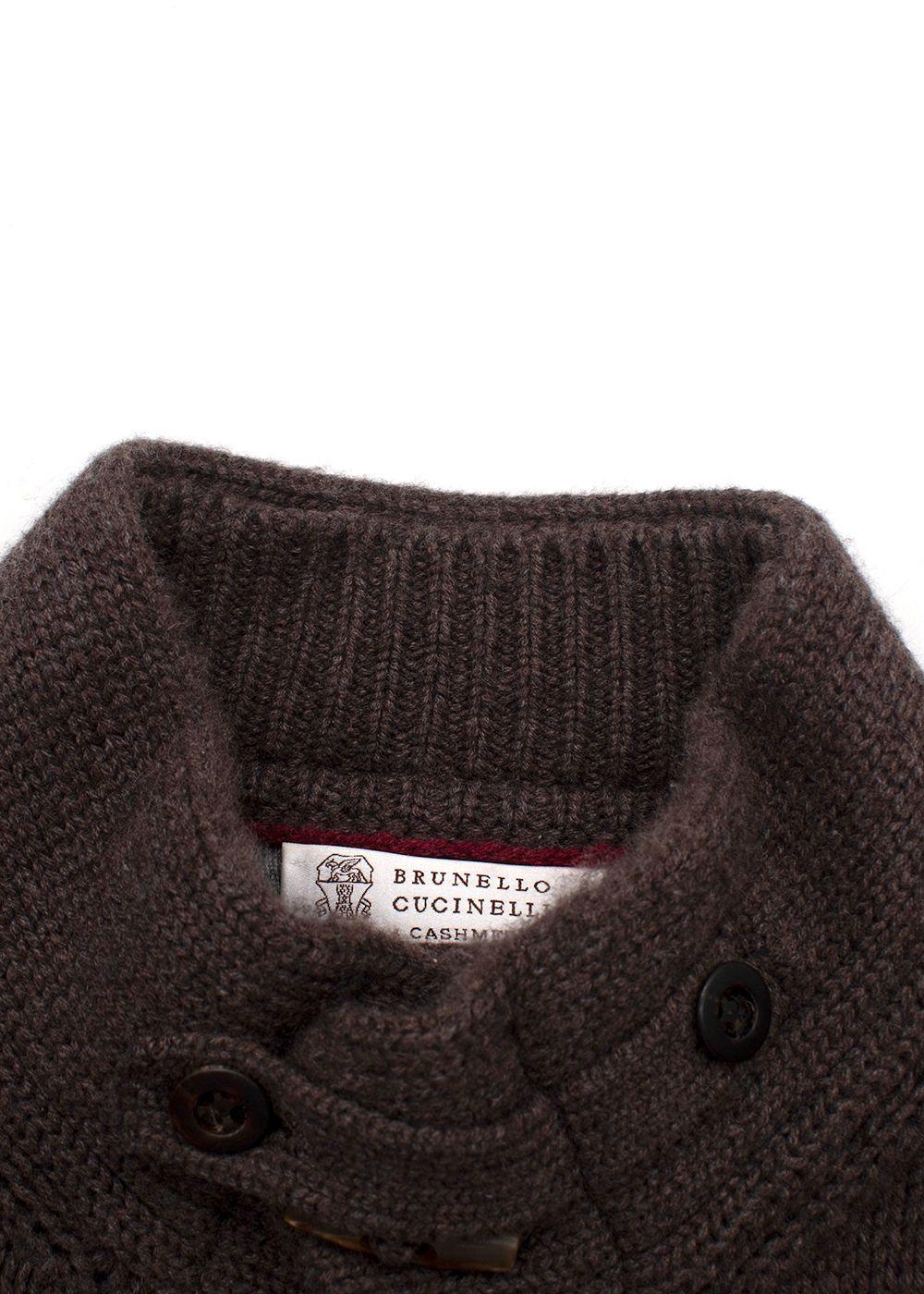 Brunello Cucinelli Brown Cashmere Intarsia Knit Cardigan