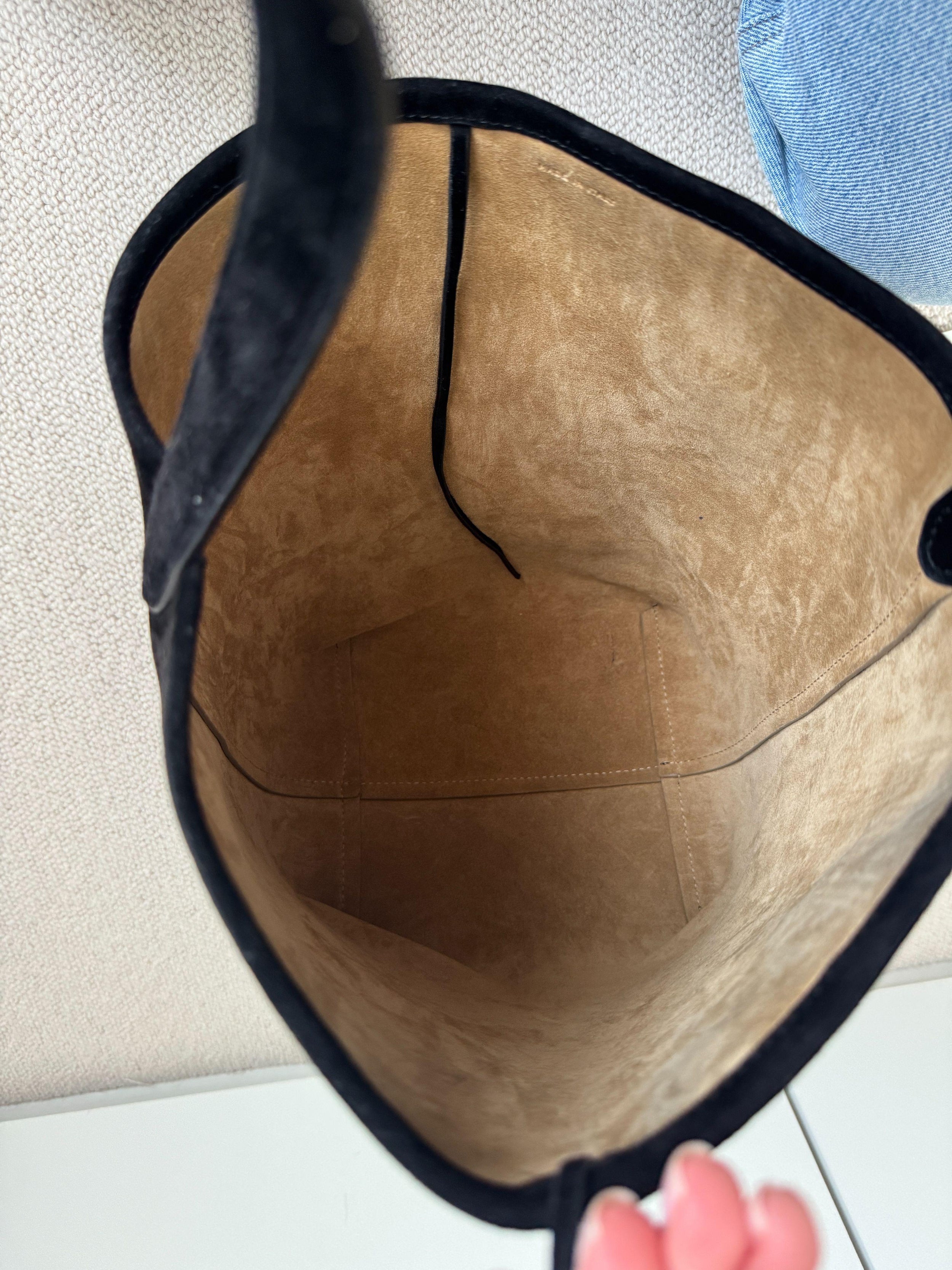 The Row Black Suede Medium N/S Park Tote
