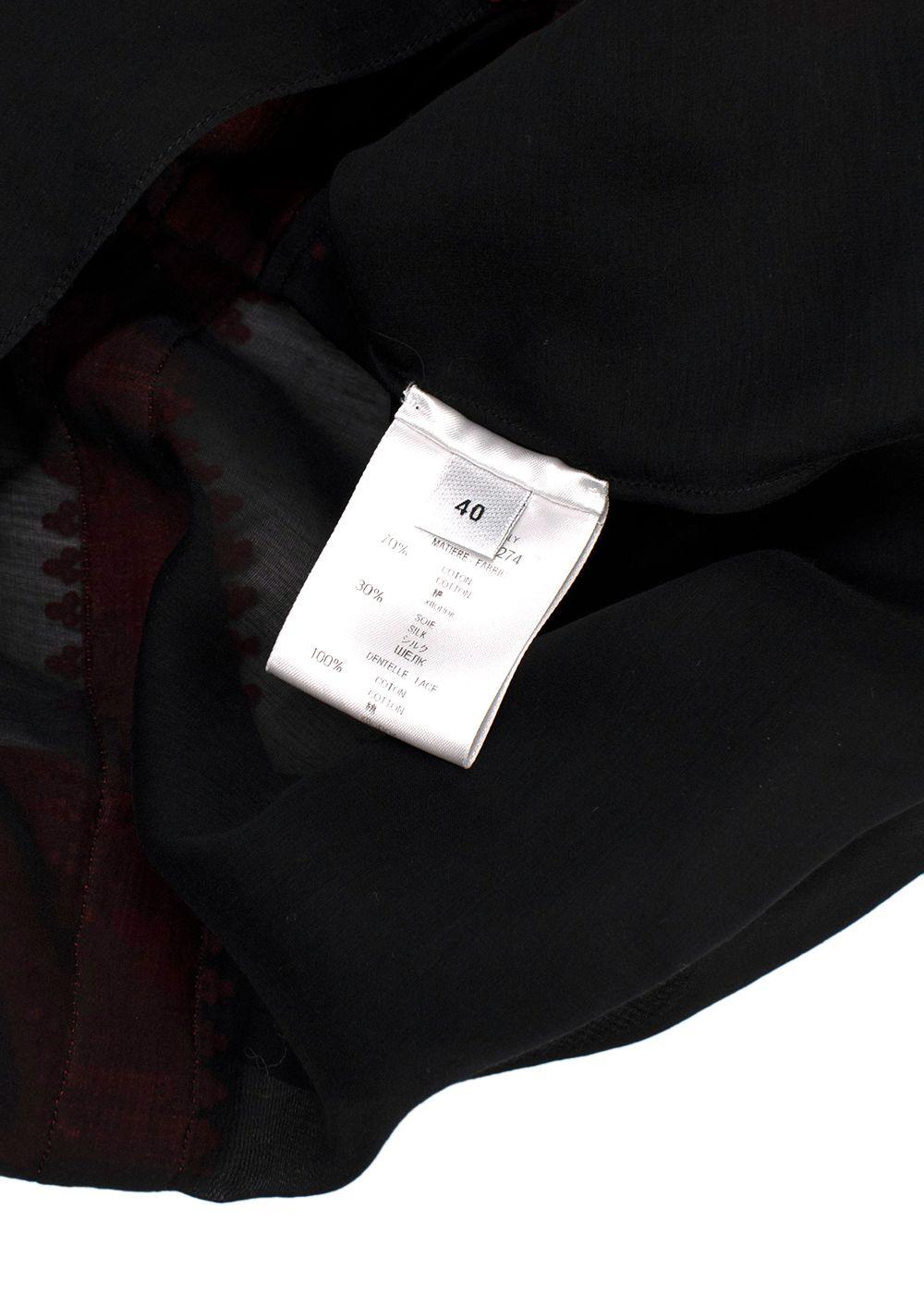 Givenchy Black and Red Cotton & Silk Sheer Blouse