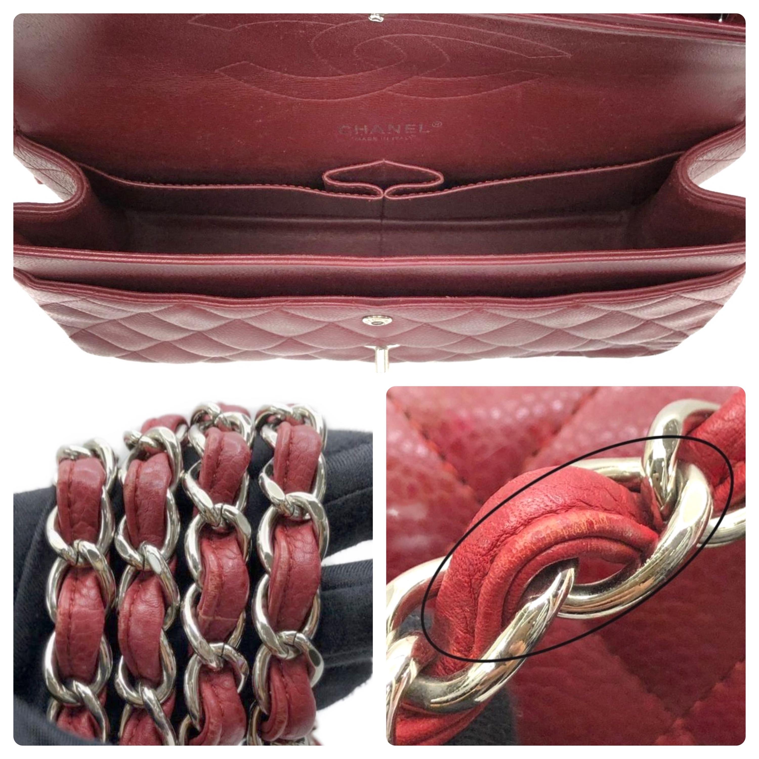 Chanel Burgundy Caviar Leather Jumbo Double Flap Bag