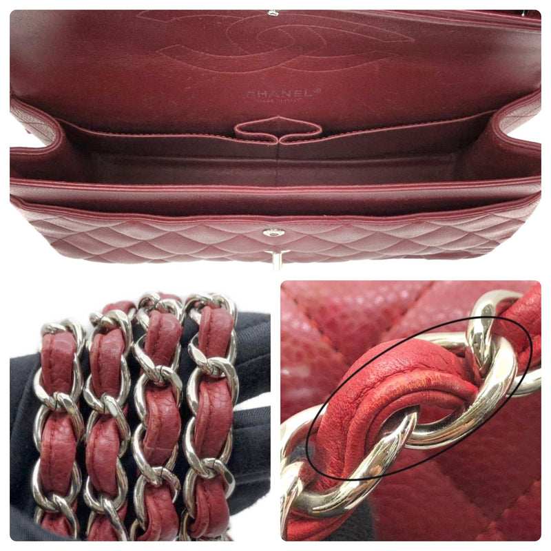 Chanel Burgundy Caviar Leather Jumbo Double Flap Bag