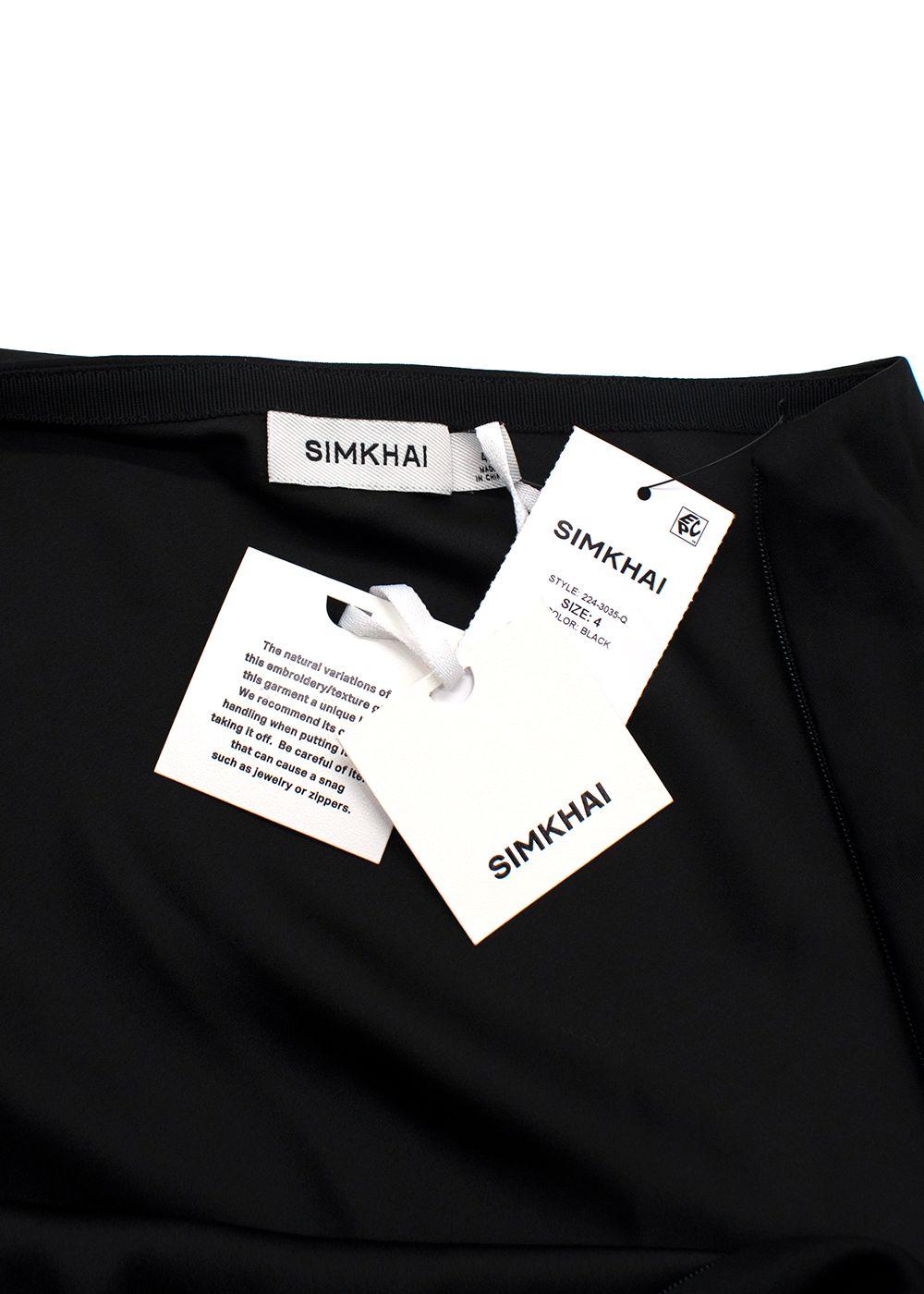 Simkhai Black Satin Midi Skirt