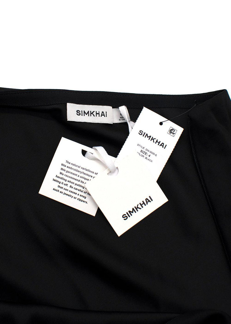 Simkhai Black Satin Midi Skirt