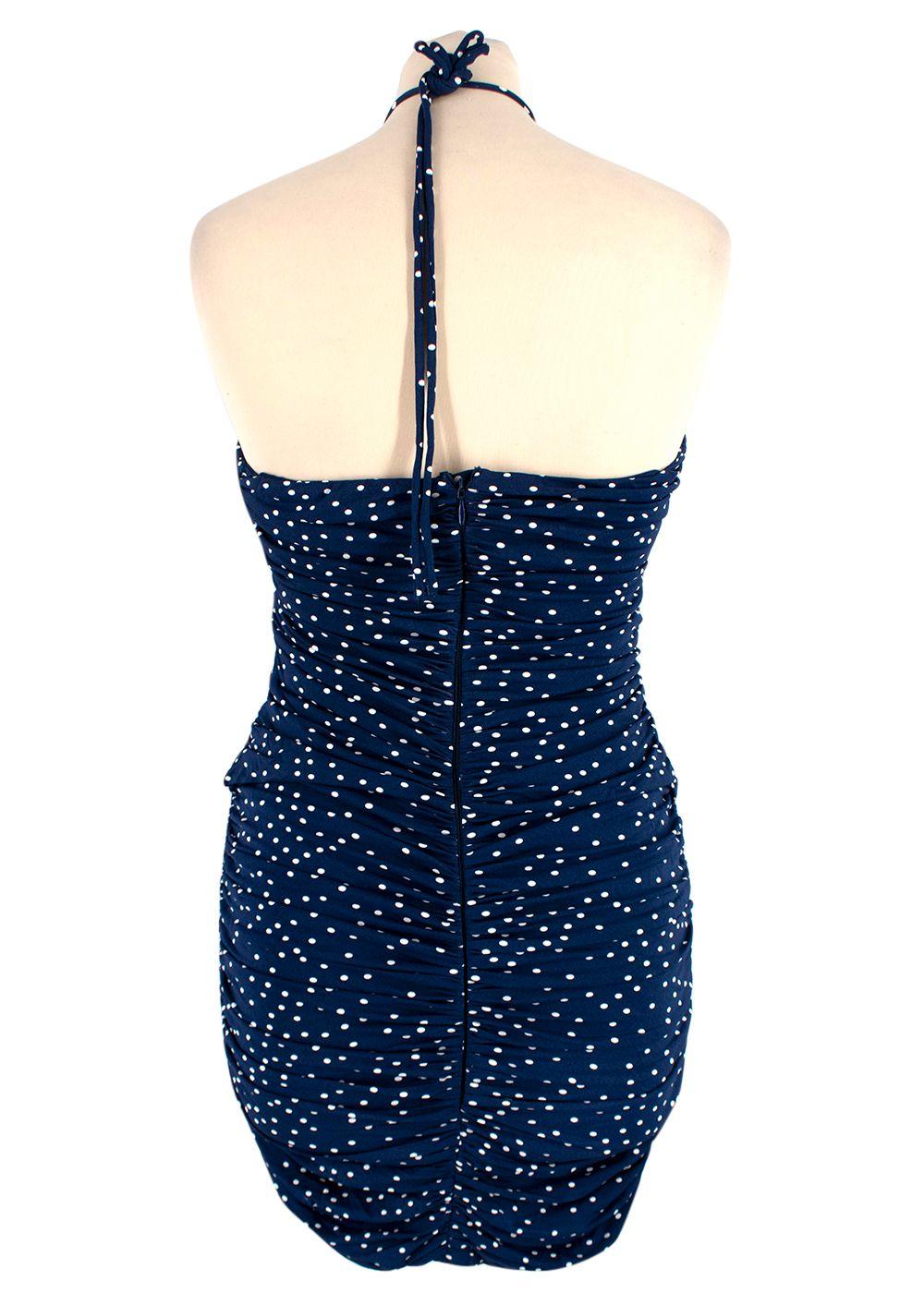 Magda Butrym Navy Polka Dot Halterneck Dress