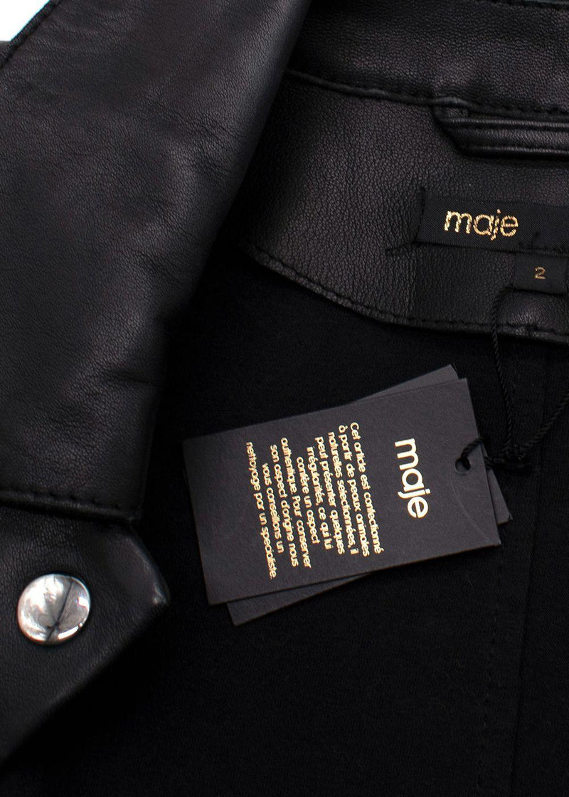 Maje Black Leather Sleeveless Belted Mini Dress