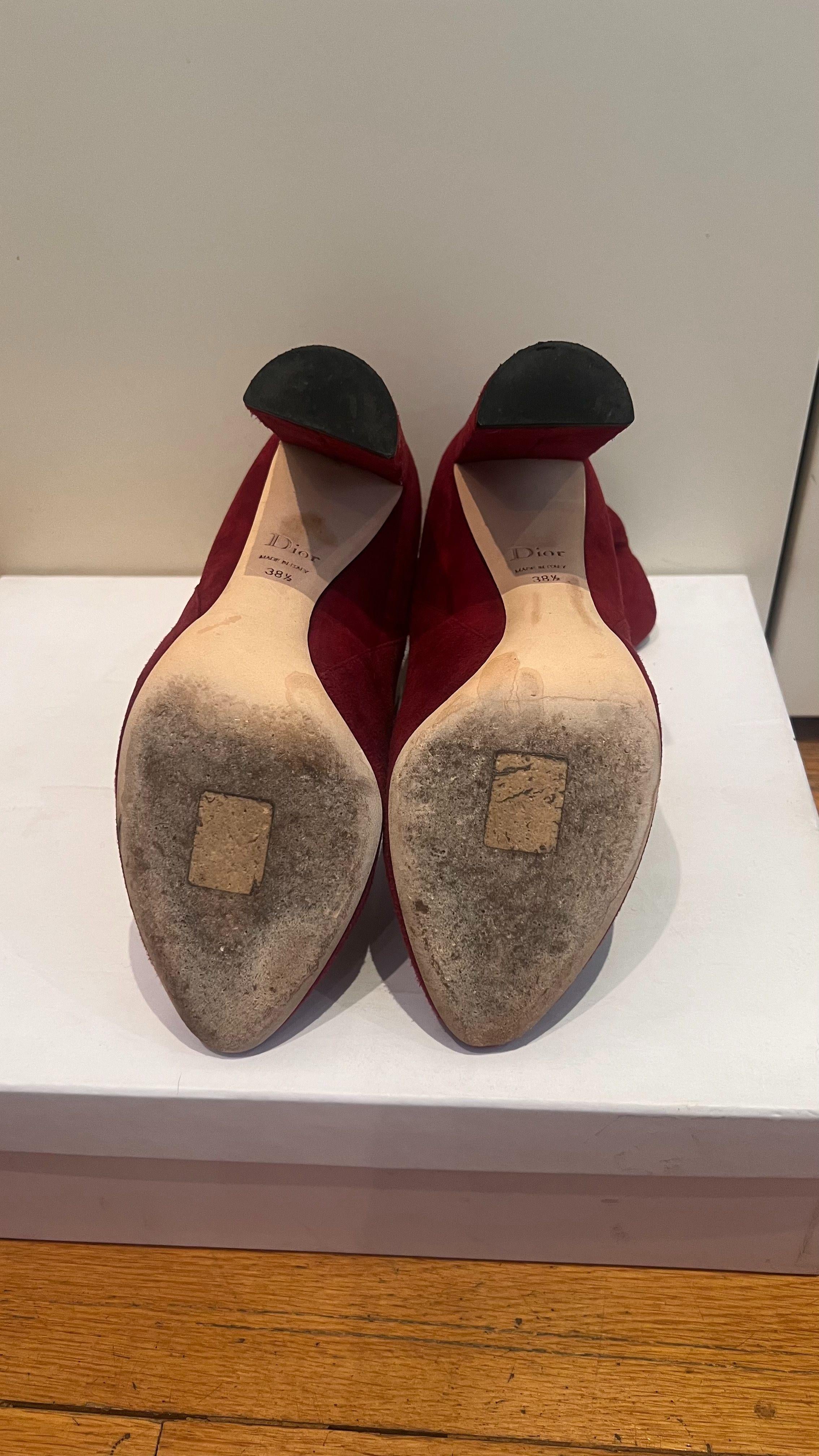 Burgundy Suede Ankle Boots