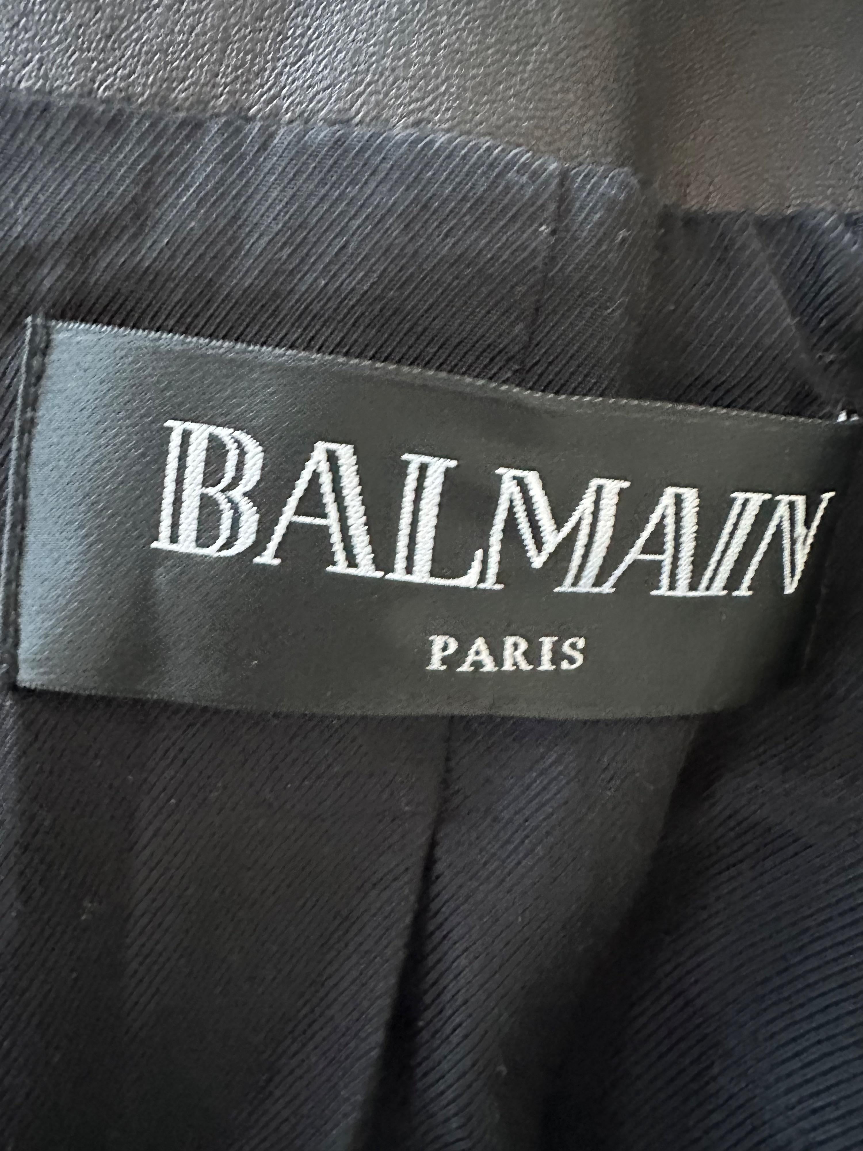 Balmain Black Leather Lace Up Detail Blazer