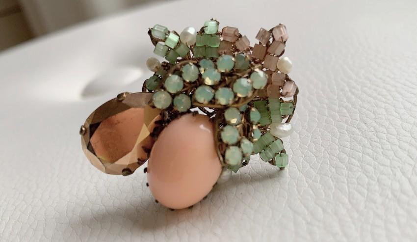 Bijoux De Familie Crystal & Chrysolite Cocktail Ring