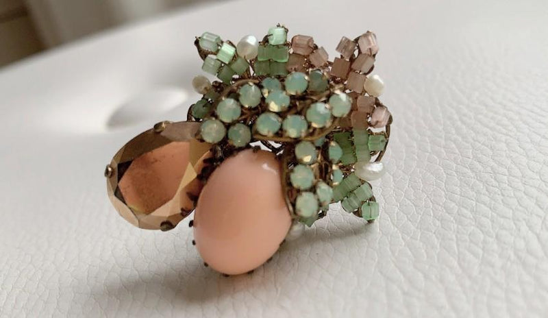 Bijoux De Familie Crystal & Chrysolite Cocktail Ring
