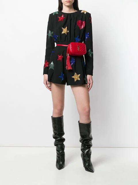 Saint Laurent Black Embroidered Runway Playsuit