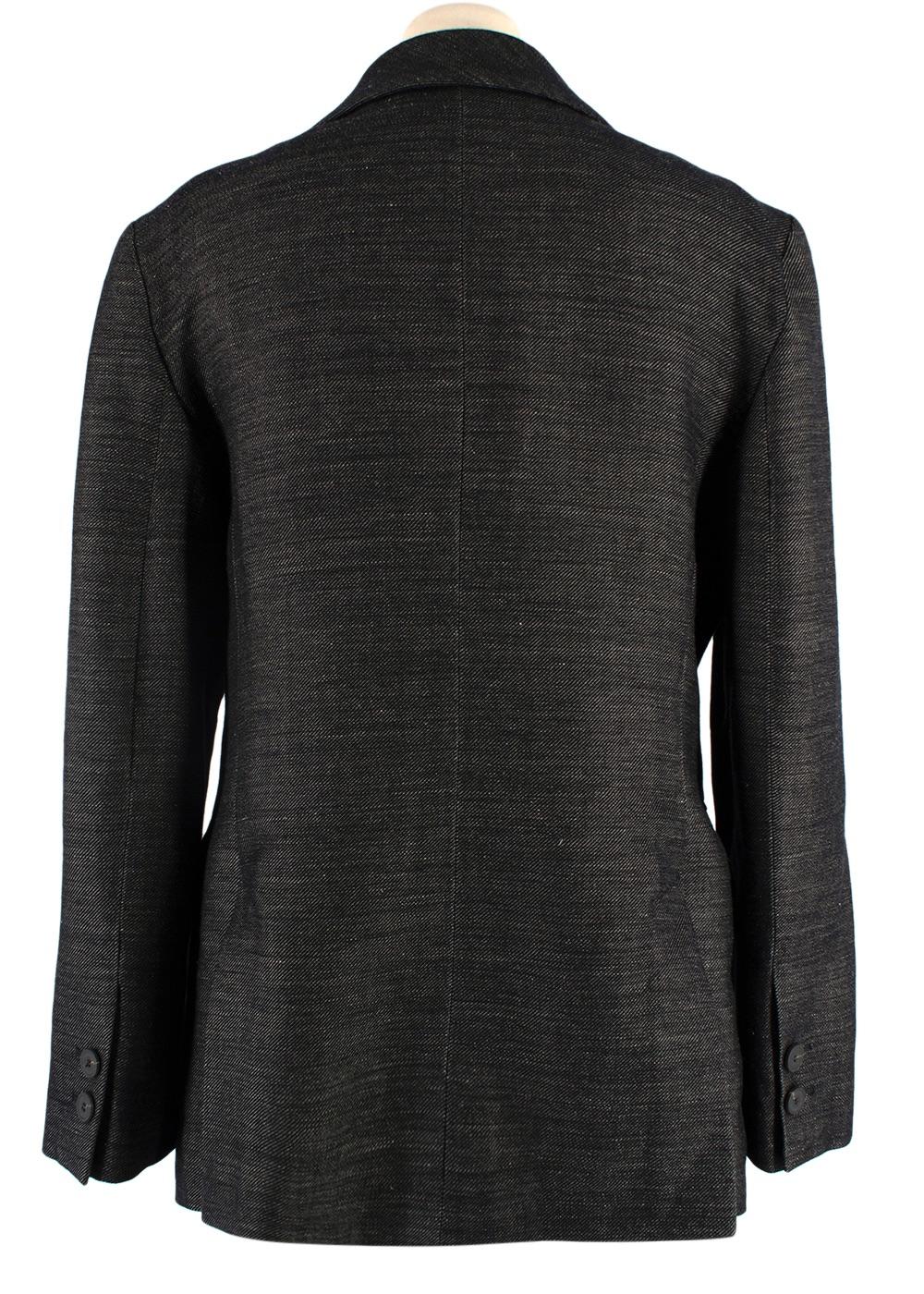 Emporio Armani Grey Pinstripe Wool Single Breasted Blazer