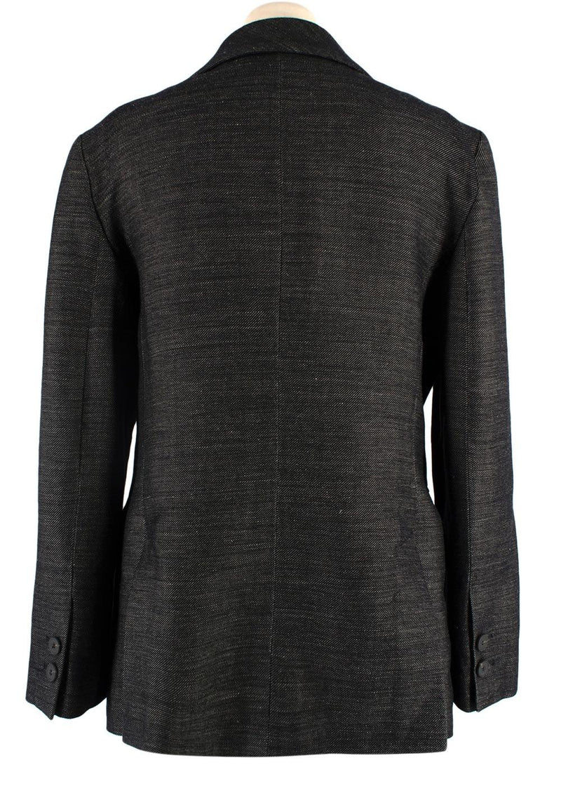 Emporio Armani Grey Pinstripe Wool Single Breasted Blazer