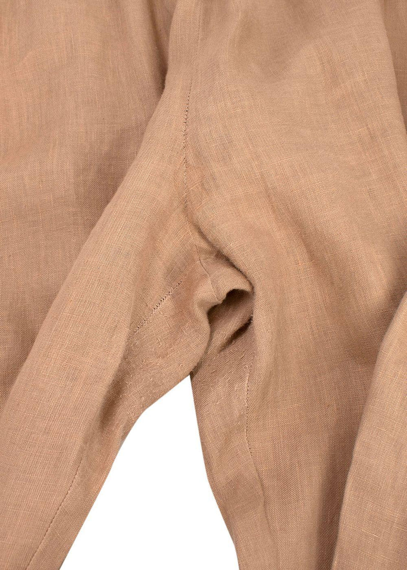 Momoni Beige Linen Wide Leg Trousers