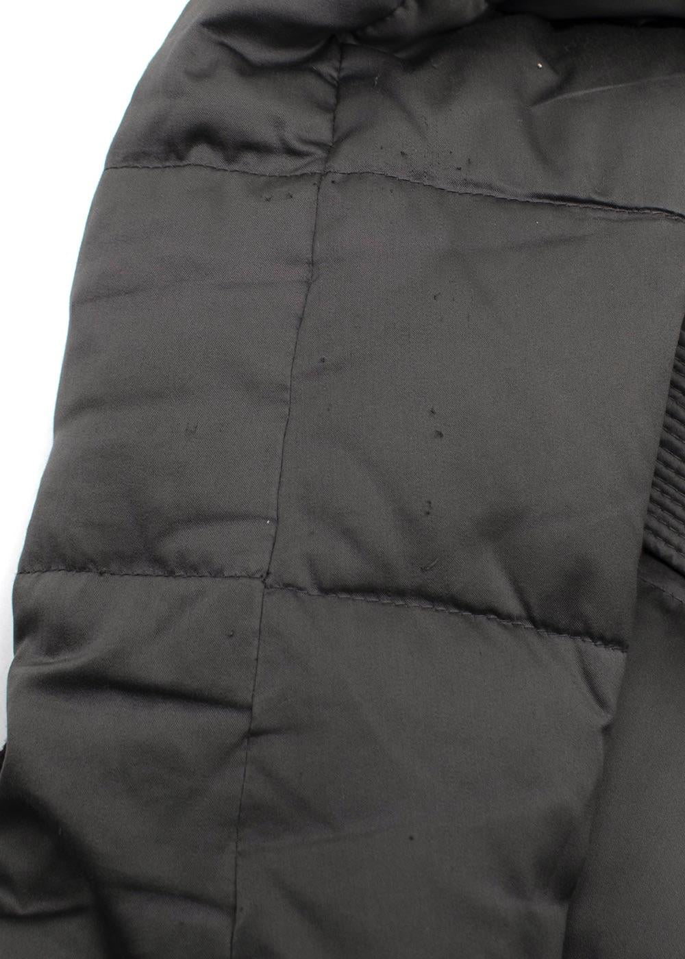 Burberry Grey Belted Puffer Coat with Faux Fur Trim