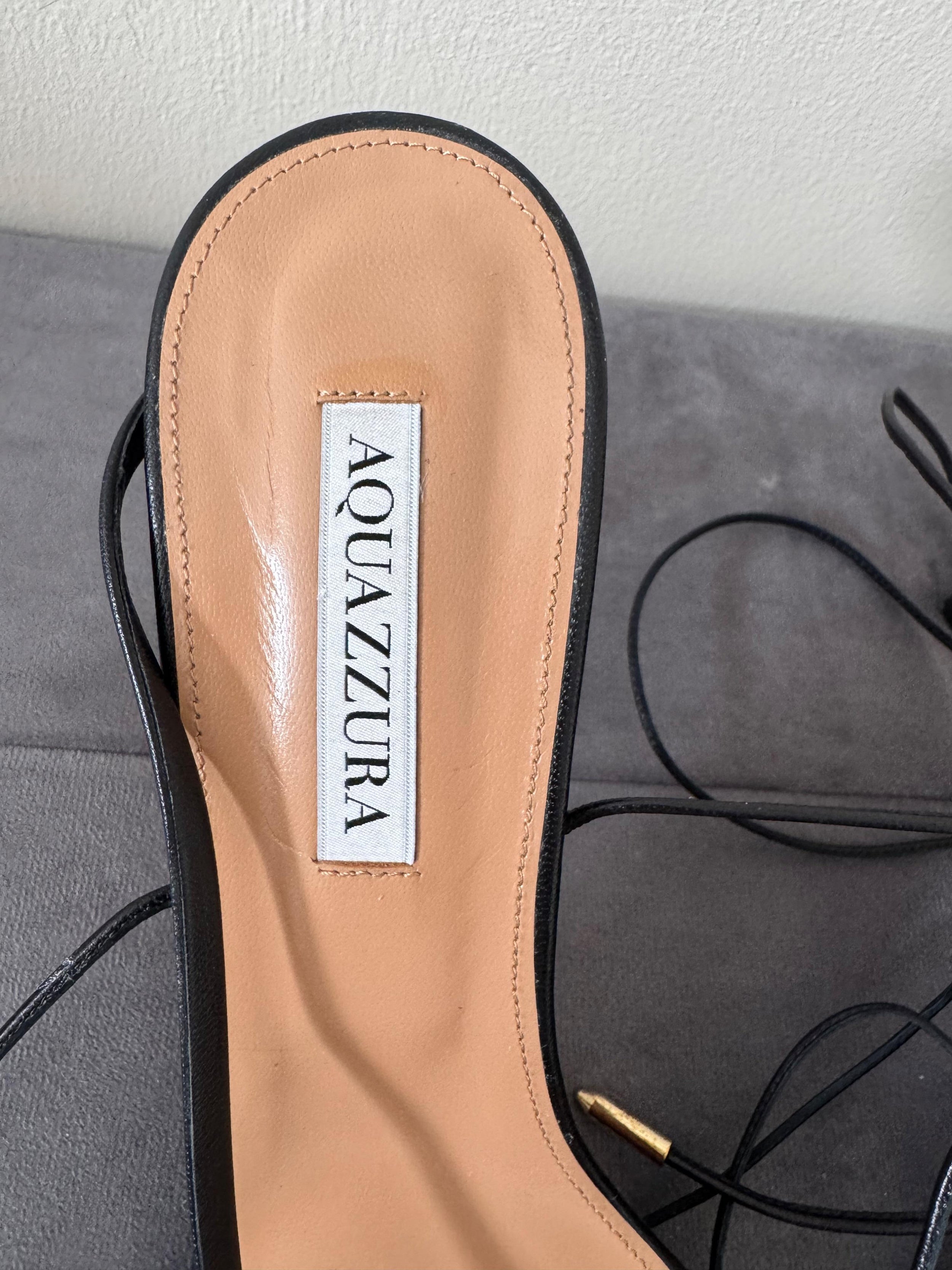 Aquazurra Black Leather Sandals