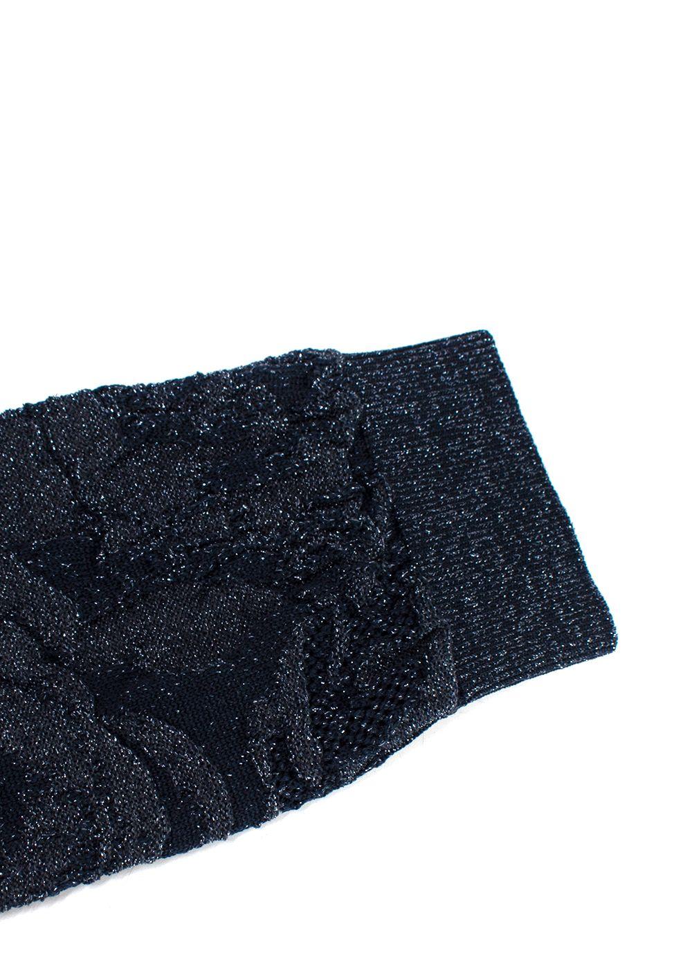 Chloe Navy Metallic Jacquard Knit Turtleneck Sweater