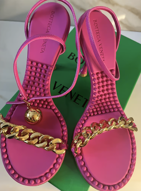 Bottega Veneta Pink Dot Heeled Sandals