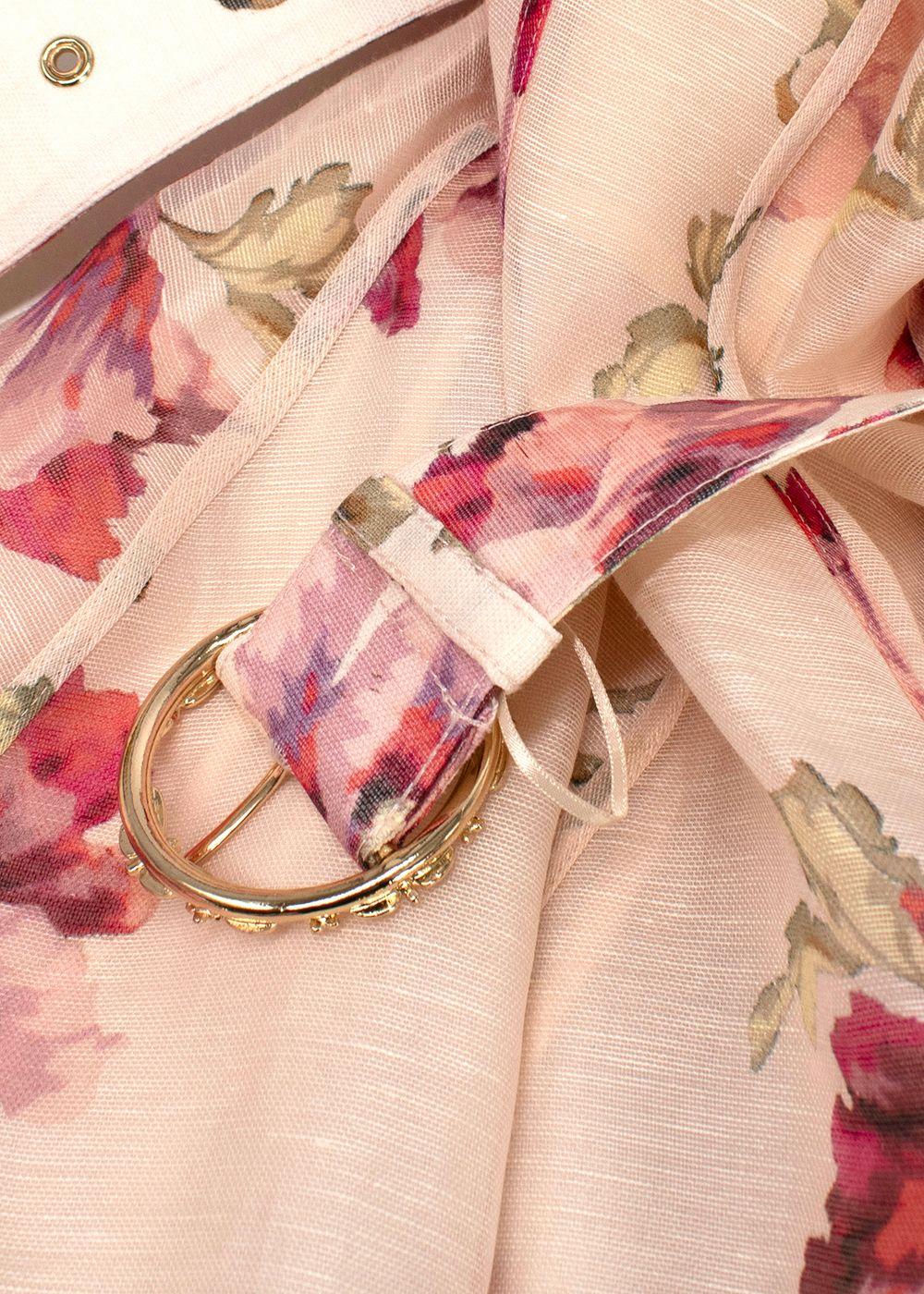 Zimmermann Pink Floral Belted High Tide Mini Dress
