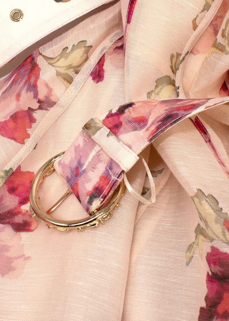 Zimmermann Pink Floral Belted High Tide Mini Dress