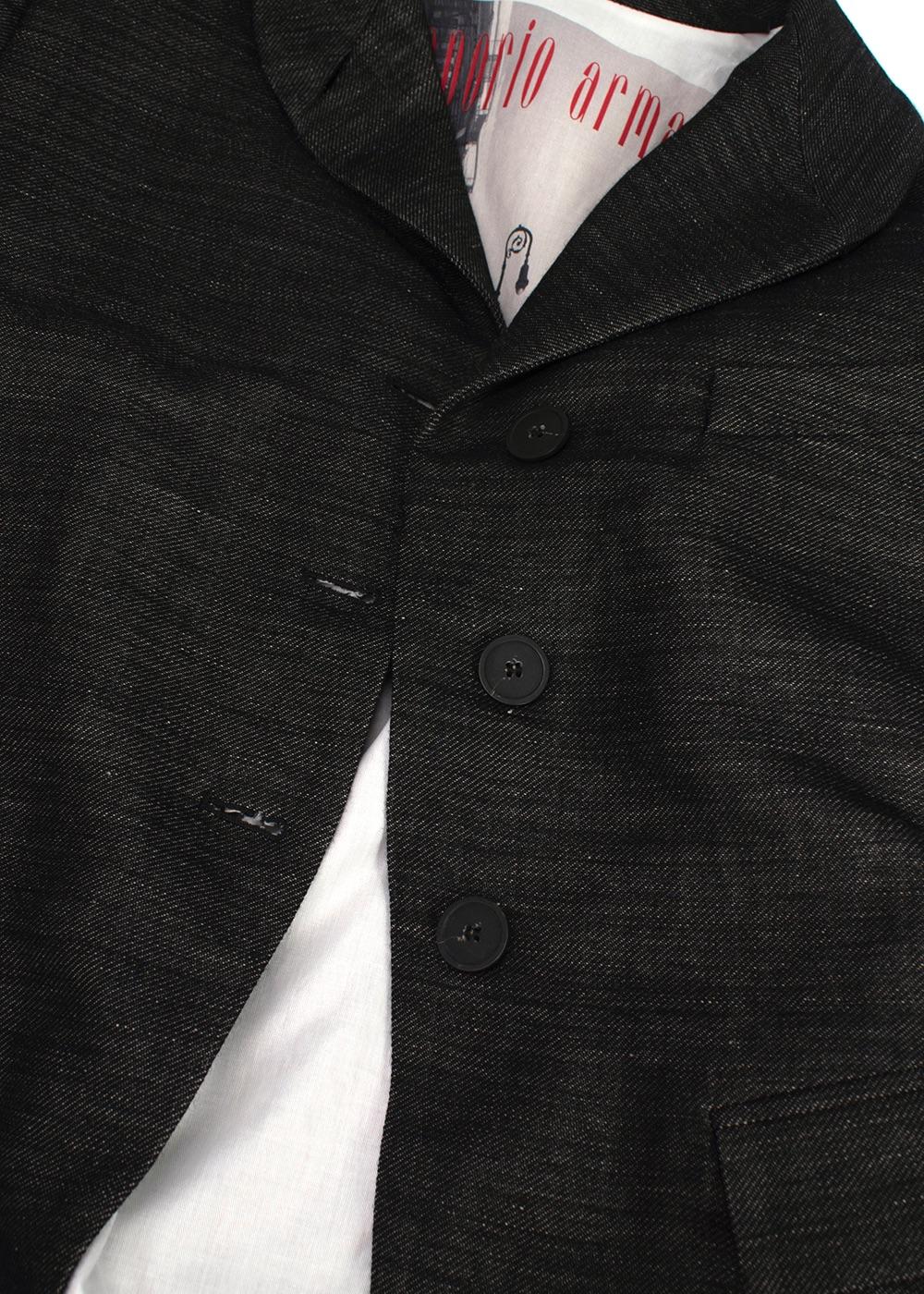 Emporio Armani Grey Pinstripe Wool Single Breasted Blazer